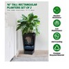 Set of 4 Black Planters (16" tall) with drainage holes, water monitor & inner bucket. Ideal for indoor/outoor porch & patio use. - 2 of 4