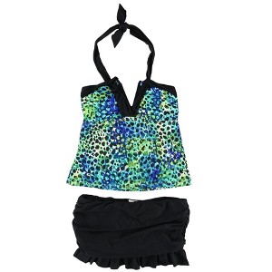 Island Escape Womens It's A Wrap Ruffled 2 Piece Tankini - 1 of 2