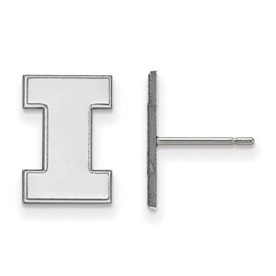Black Bow Jewelry 14k White Gold Illinois Fighting Illini NCAA Post Earrings