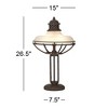 Franklin Iron Works Rustic Industrial Table Lamp Open Cage 26.5" High Rust Bronze Half Dome Glass Shade for Living Room Bedroom Nightstand - 4 of 4