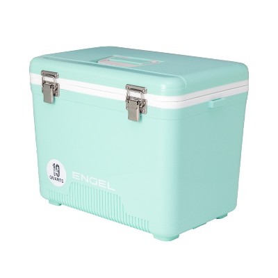 Engel 19 Quart 32 Can Leak Proof Odor Resistant Insulated Cooler Drybox with Integrated Shoulder Strap, Seafoam