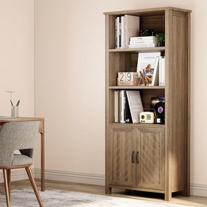 3 Tier Bookshelf with LED Lights, 57.8 Inch Tall Wooden Display Shelf, Open Storage Shelf, Bedroom, Living Room, Office - 1 of 4