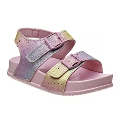 Laura Ashley Toddler Flat Sandals Comfort Footbed Slippers Adjustable Slides Slip - Pink, 7