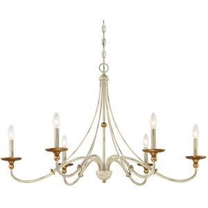 Minka Lavery White Gold Chandelier 40" Wide Farmhouse French 6-Light Fixture for Dining Room House Foyer Kitchen Entryway Bedroom - 1 of 3