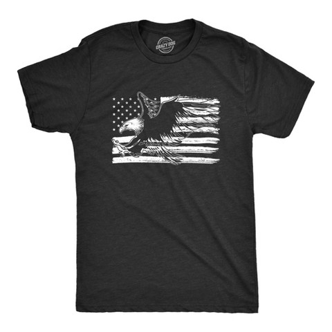 Мужские футболки Crazy Dog T-Shirts, Inc. Mens Eagle Over Grunge Flag Funny T shirts Vintage Cool Novelty Shirts USA T shirt - Crazy Dog Men's T Shirt For Fourth Of July Black L