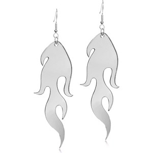 Acrylic Flame Dangle Drop Earrings - Multicolor Neon Punk Rock Fire Jewelry, Lightweight Hollow Hook Earrings - 1 of 4