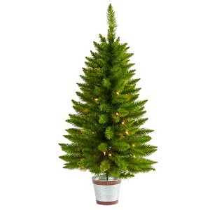 Nearly Natural 3-ft Providence Pine Artificial Christmas Tree with 50 Warm White Lights and 114 Bendable Branches - 1 of 4