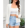Women Hollow Out Cardigan Sweater Crochet Knit Shrugs Long Sleeves with Ruffled Hem - 3 of 4