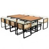 18-Piece Acacia Wood Patio Dining Set,Space-Saving Outdoor Furniture Includes 2 Tables,8 Chairs And 8 Ottomans-Maison Boucle - 3 of 4