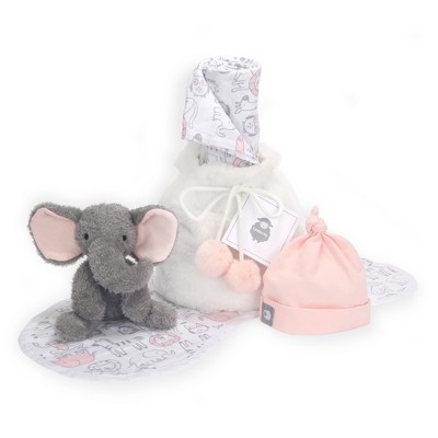 Lambs & Ivy 5 Piece Pink/Gray Baby Gift Bag for Infant/Newborn Baby Shower Gift