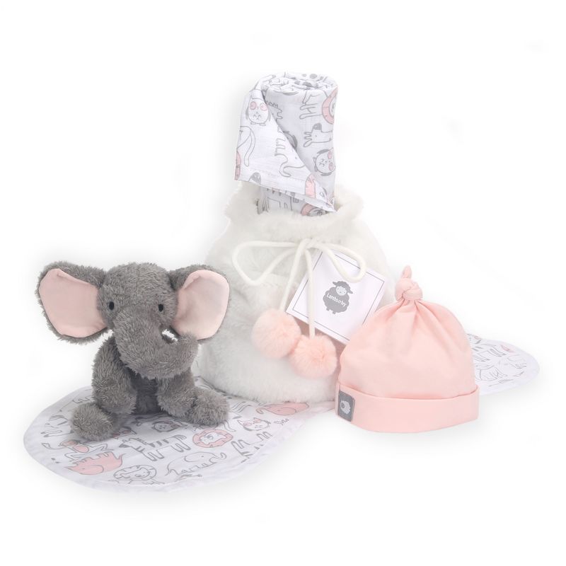 5 Piece Pink/Gray Luxury Soft Baby Gift Bag for Infant/Newborn, 1 of 9