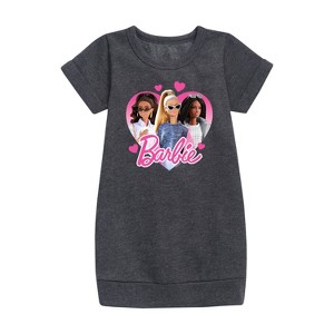 Girls' - Barbie - Valentine's Day Graphic Short Sleeve Fleece Dress - 1 of 2
