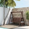 Outsunny Wooden Porch Swing with Stand, Patio Swing Chair with Side Tables, for Garden, Poolside, Backyard - 2 of 4