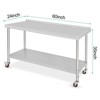 Stainless Steel Heavy Duty Table, 60 x 24 x 35 inches Prep Table with Wheels and Backsplash - 2 of 4