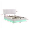CAVINAS Full-Size Bed with Hydraulic Storage System and LED Light, Modern Platform Bed with Sockets and USB Ports, Upholstered Platform, White - 3 of 4