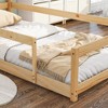 Twin Size House Floor Bed, Twin Floor Bed Frame House-Shaped Headboard Bed With Full-Length Guardrails, Pine Wood Bed For Boys, Girls - image 4 of 4