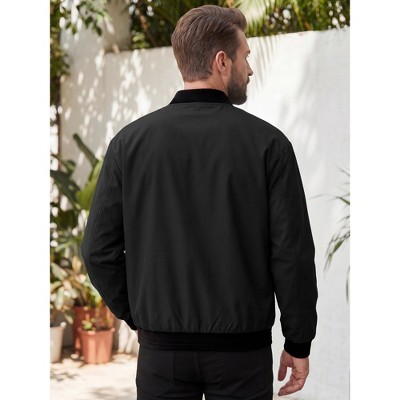 Мужские куртки INSPIRE CHIC Men's Big & Tall Zip Spring Fall Casual Windbreaker Bomber Jacket Coat X-Large Black — фото 3