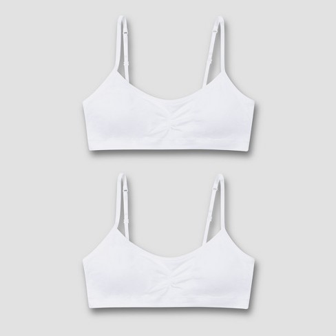 Hanes Girls' 2pk Bra - White S