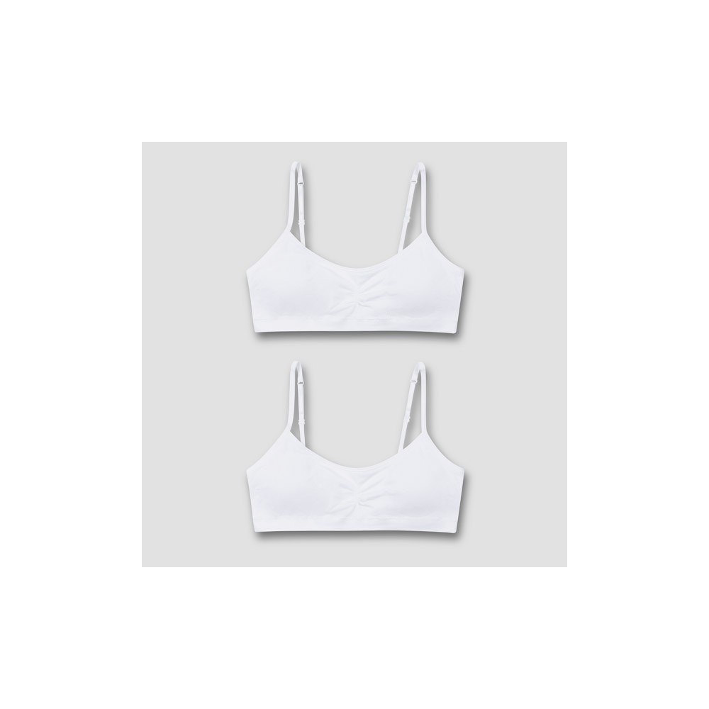 Size Large Hanes Girls' 2pk Bra - White L