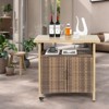 VisioGear Outdoor Bar Cart, Patio Wine Serving Cart, Rolling Rattan Beverage Bar Counter Table for Party, Beige, 51.18"*19.69"*35.43" - 2 of 4