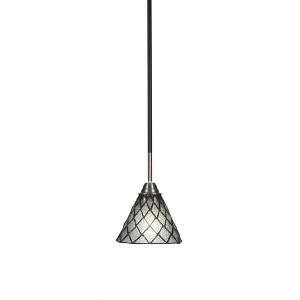 Toltec Lighting Paramount 1 - Light Pendant in  Matte Black/Brushed Nickel with 7" Diamond Ice Art Glass Shade - 1 of 1