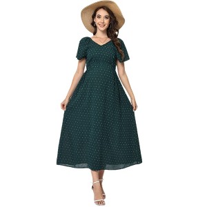 Maternity Dress Maternity V Neck Ruffle Dress Summer Casual Flowy Midi Dress - 1 of 1