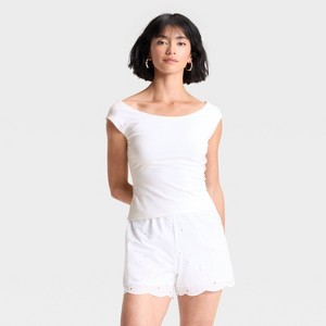 Women's Slim Fit Short Sleeve Off the Shoulder Top - A New Day™ - 1 of 3