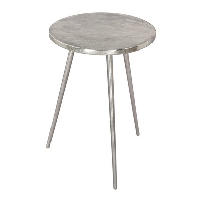 HomeRoots 22" Silver Aluminum Round End Table