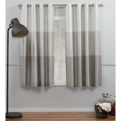 Set of 2 Chateau Striped Faux Silk Light Filtering Grommet Top Window Curtain Panels - Exclusive Home