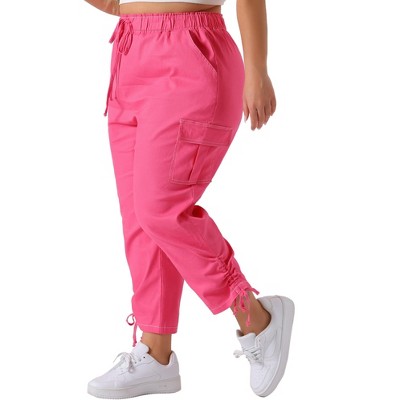 Agnes Orinda Women's Plus Size Drawstring Elastic Waist Cargo Pants with Pockets