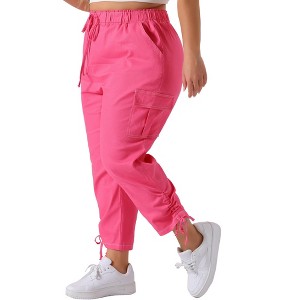 Agnes Orinda Women's Plus Size Drawstring Elastic Waist Cargo Pants with Pockets - 1 of 4