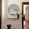 Washed Natural Wood Round Wall Mirror with Gold Beaded Trim, Elegant Decorative Accent for Entryway, Bedroom or Living Room-The Pop Home - 2 of 4
