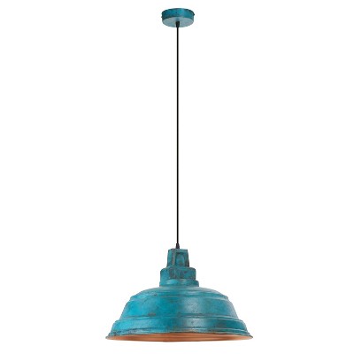 River of Goods 20.5" 1-Light Pepper Metal Pendant Blue: Industrial Style, Adjustable Height, UL Listed