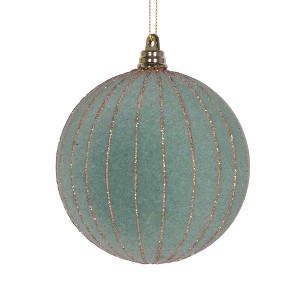 Vickerman 4" Round Velvet Striped Ornament - 1 of 1
