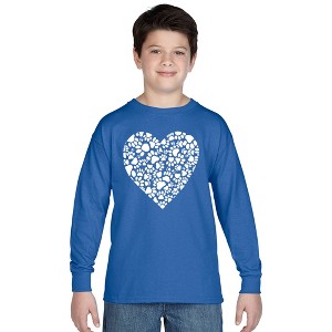 LA Pop Art Boy's Word Art Long Sleeve - Paw Prints Heart - 1 of 4