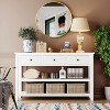 50" Retro Console Table with 3 drawers & 2-tier open shelf. Versatile entryway table for living room, kitchen or hallway. - 2 of 4