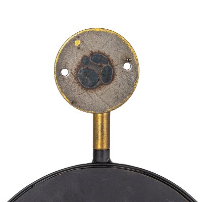 Small Oval Black and Gold Metal Framed Decorative Mirror