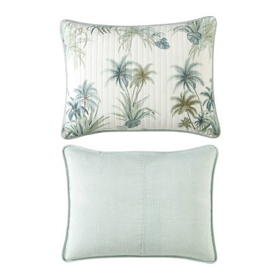 Serenity Palms Reversible Cotton Quilt Set, Full/Queen, Blue