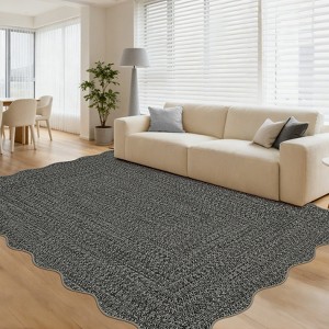 Farmhouse Scalloped Rug Washable Rug with Non Slip TRP Backing - 1 of 4