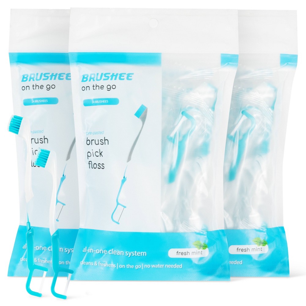 Photos - Electric Toothbrush Brushee 3-in-1  Disposable On-The-Go(Pre-Pasted Mini-Brush + Floss + Pick)