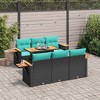 vidaXL Patio Sofa Set with Cushions Seat Modules 7 Piece Poly Rattan Acacia - Black - 2 of 4