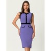 Hobemty Women's Office Sleeveless Contrast Color Sheath Dresses - 4 of 4