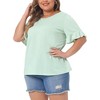 Agnes Orinda Women's Plus Size Short Flounce Sleeve Casual Summer Round Neck Blouses - 2 of 4