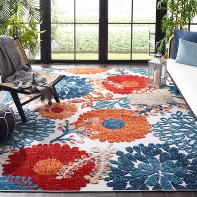 Blossom Bliss Cream & Red Floral 8' x 10' Washable Area Rug