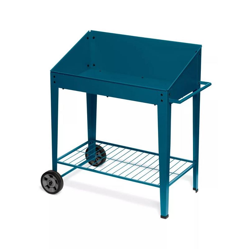 Gardener's Supply Company Demeter Metal Potting Bench With Wheels | Heavy Duty Outdoor Garden Work Table Workbench Workstation With Side Metal, 1 of 6