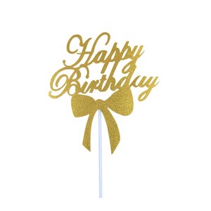 O'Creme Gold Paper 'Happy Birthday' Cake Toppers, Pack of 10 - 1 of 1