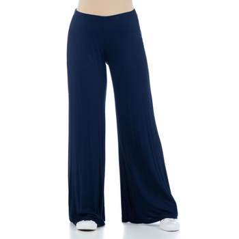 Agnes Orinda Women's Plus Size Boho Palazzo Elastic Waist Stripe Wide Leg  Lounge Pants Blue 3X