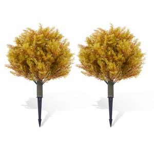 Artificial Topiary Trees Set of 2, Topiary Trees with Metal Ground Spike for Winter and Fall,Christmas Topiary Tree Outdoor Front Porch Garden - 1 of 4
