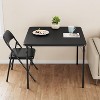 Modern Black Folding Table Set with Faux Leather - 5-piece (table+4 chairs) square design for dining room or compact areas. - 3 of 4