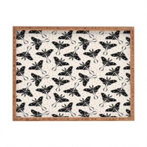 Avenie Luna Moth Cream And Black Rectangular Tray -Deny Designs - 1 of 2